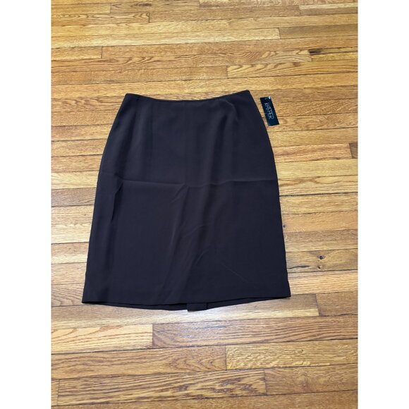 Kasper Women's Pencil Skirt Size 14 Chocolate Brown Career Linen Polyester NWT - Picture 1 of 5